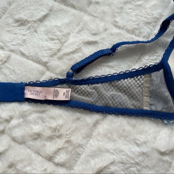 Victoria's Secret | Blue Floral Bling Dream Angels Lined Demi Bra | Size 36B - Picture 8 of 12